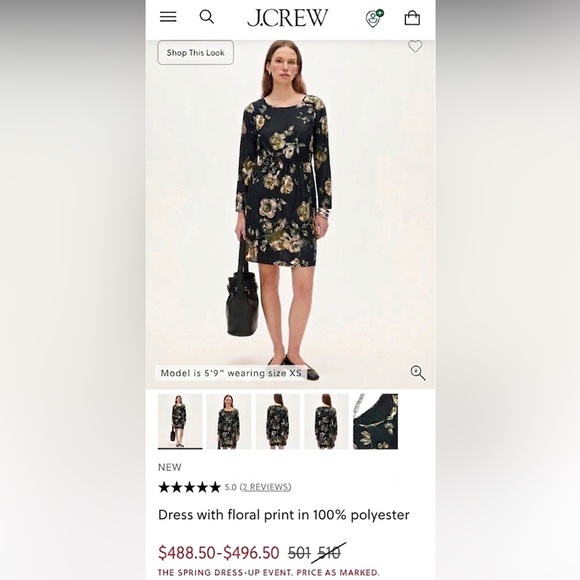 J. Crew Dresses & Skirts - J.Crew Floral Gold Green Black Long Sleeve Cinched Waist Mini Dress Size 4